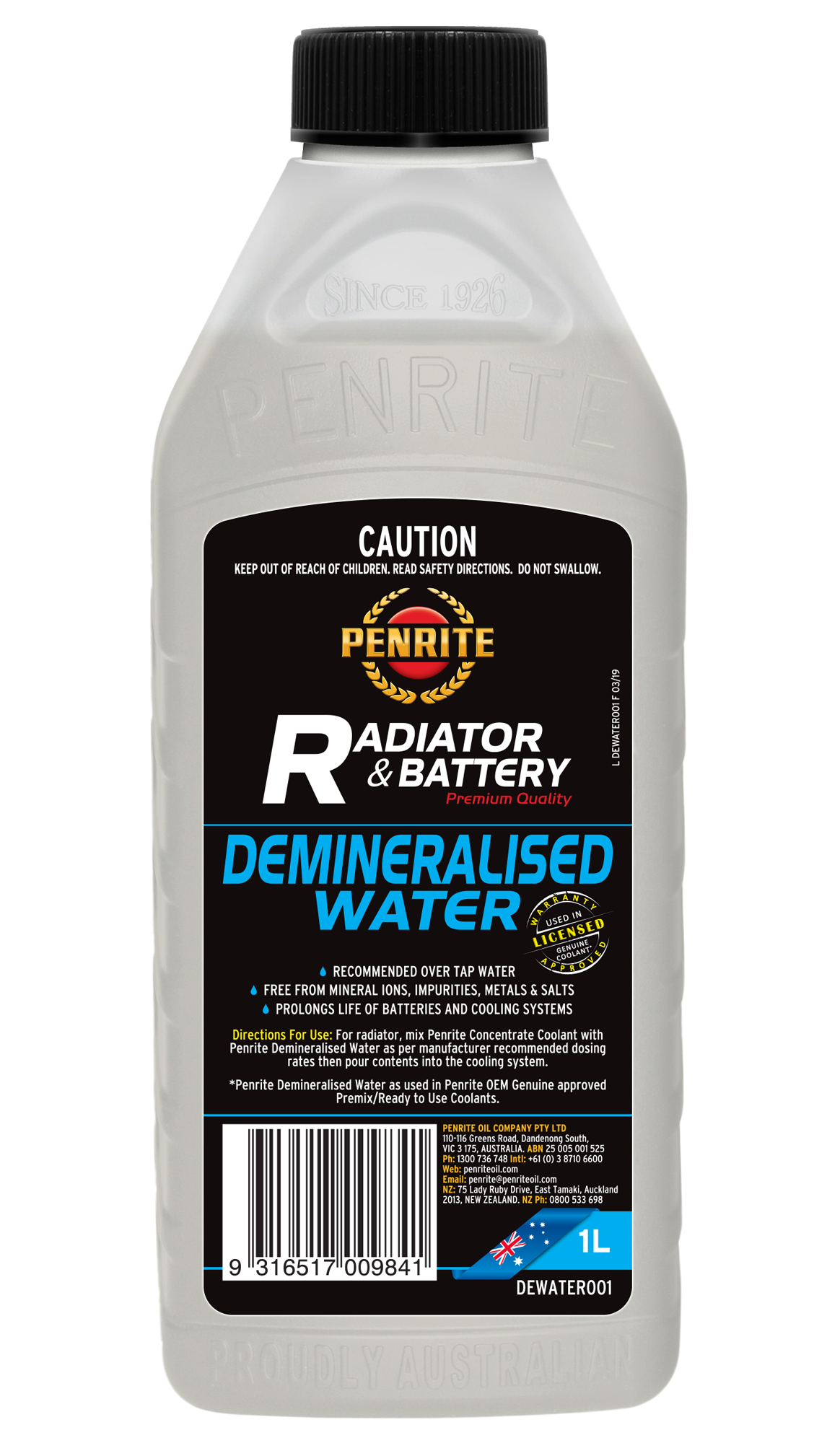 DEWATER001 Demineralised Water 1L