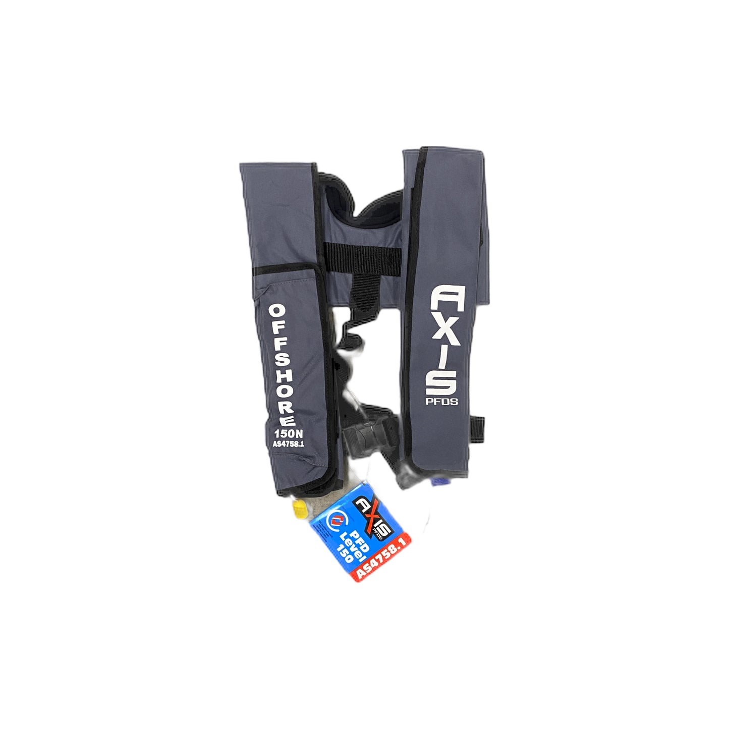 600126 Axis Inflatable PFD - "Offshore 150" - Manual, Grey | Marine Safety Gear