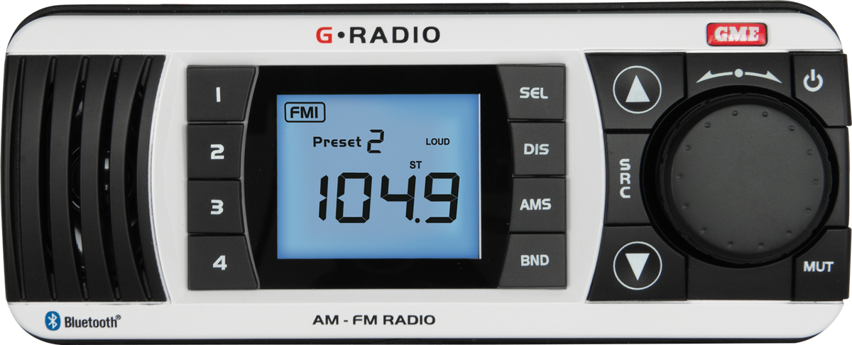 GR300BTW Bluetooth AM/FM Marine Stereo - White | Genuine GME Electronics