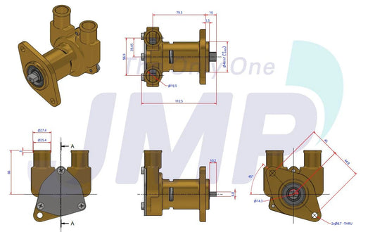 JPR-ON7102 Aftermarket Onan Seawater Pump 132-0358, 132-0459, Sherwood G702 | Sawley's Select Marine Parts