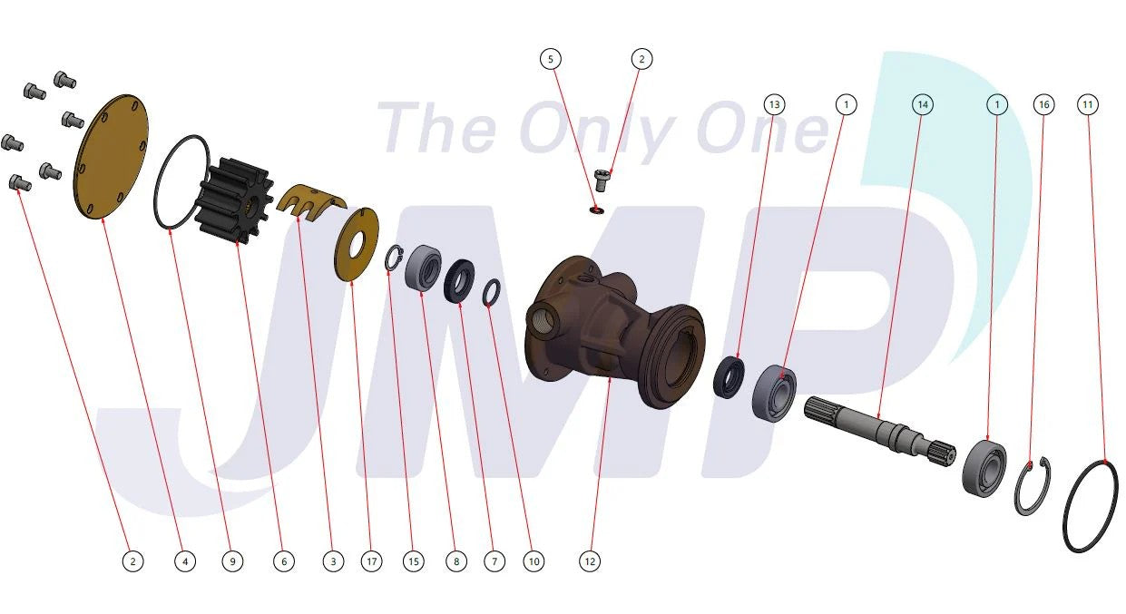 JPR-NL10IP02 Northern Lights M864, M964, M984 Seawater Pump Replacement JPR-NL10IP02