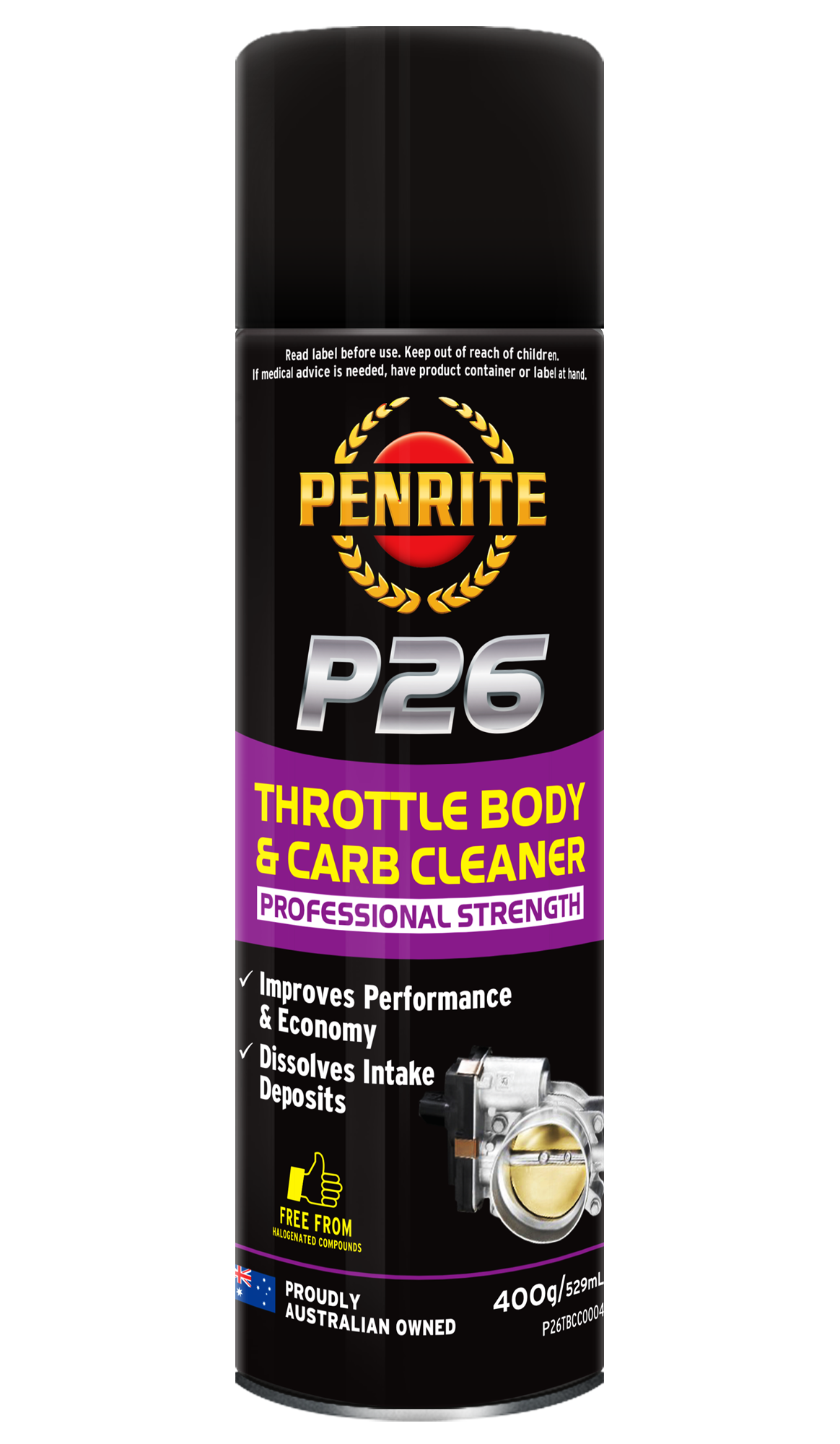 P26TBCC0004 Penrite P26 Throttle Body & Carb Cleaner 400g | Genuine Penrite Lubricants