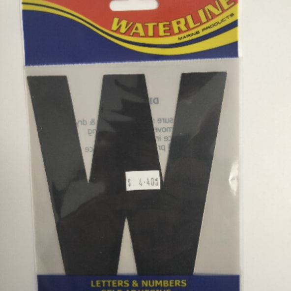 54721W Boat Letter W Black 6" Pack of 2 | Vessel Identification Stickers