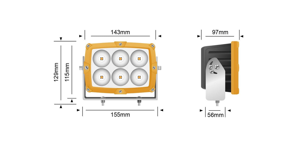 LEDMINE-60W-THIESS THIESS Shock 6 Mining Spec LED Flood Light - Yellow | Genuine STEDI Product