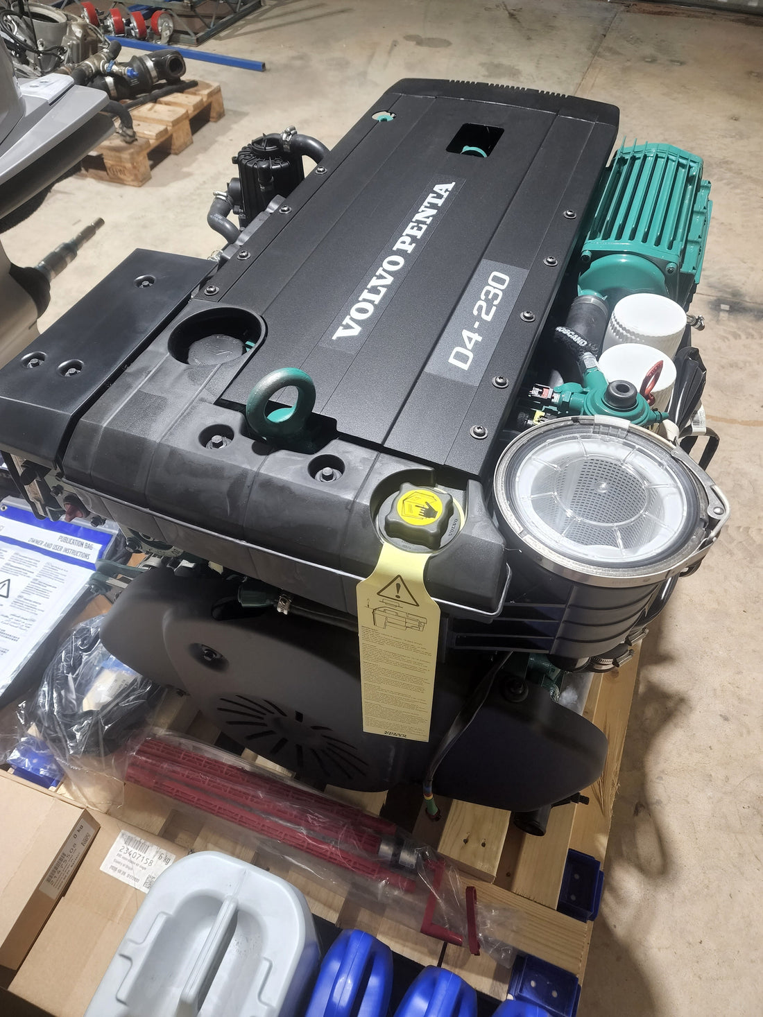 Outboard cowling removed in the workshop ready for diagnostic work