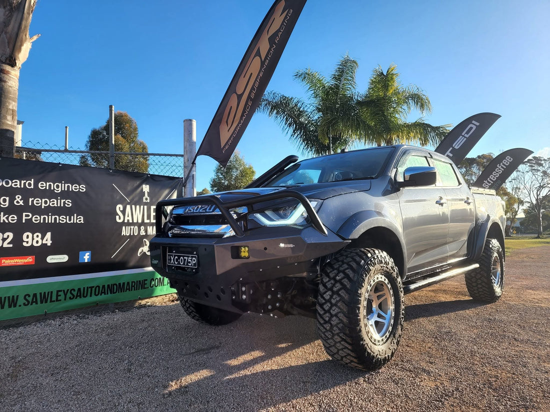 Colour matched PSR Ambush bullbar fitted to a Dmax at Sawley's Auto and Marine today!