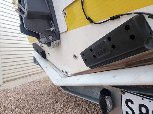 Volvo Penta trim tabs fitted to this Haines today at Sawley's Auto and Marine.