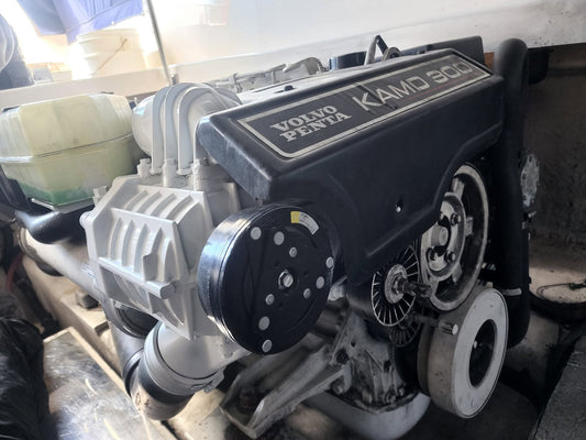 Volvo Penta KAMD300 supercharger replacement in the Wallaroo Marina!