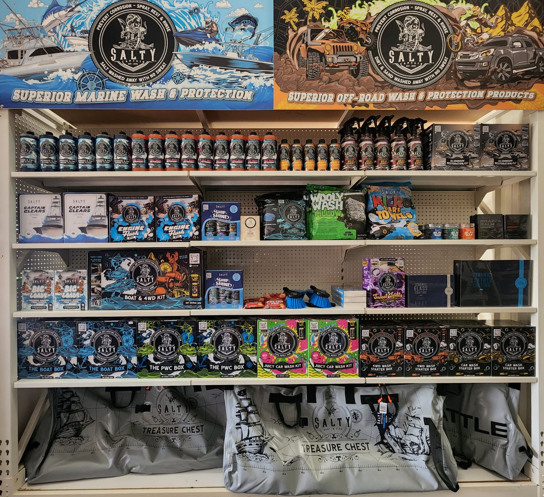 New Salty Captain stock has arrived at Sawley's Auto and Marine!