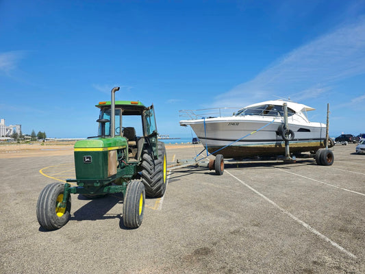 Riviera 3600 slipped today and returned to our workshop in Kadina for antifoulling and service work!