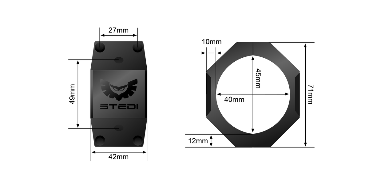 BRK-4045-TBE 40mm - 45mm Hex Bull Bar Tube Mounting Brackets | Genuine STEDI Product, image 11