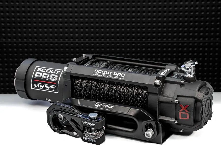 CW-XD15BLK Carbon Offroad Carbon Scout Pro - 15000lb Winch V3 with Black Mega Hook | Genuine Carbon Offroad Recovery Gear