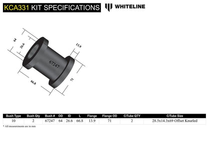 KCA331 Whiteline Front Strut Rod - To Chassis Bushing Kit Double Offset to Suit Nissan 180SX, 200SX. 300ZX and Skyline | Genuine Whiteline Suspension Component - photo 6 of 6
