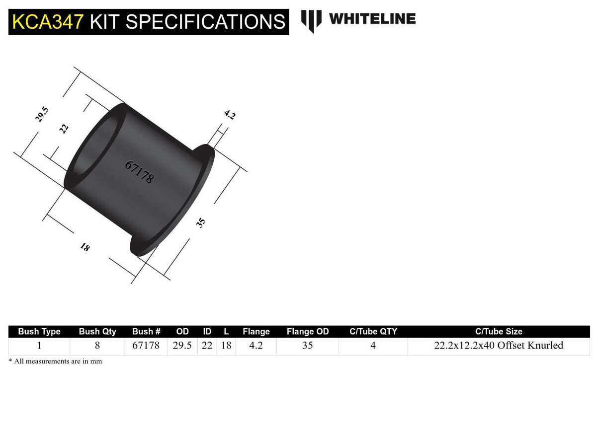 KCA347 Whiteline Rear Toe Control Arm - Bushing Kit Double Offset to Suit Nissan 180SX, 200SX. 300ZX and Skyline | Genuine Whiteline Suspension Component - photo 6 of 6