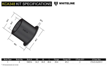 KCA348 Whiteline Front Upper Control Arm - Outer Bushing Camber Kit Double Offset to Suit Nissan Skyline R33, R34 Rwd/Awd | Genuine Whiteline Suspension Component - photo 6 of 6