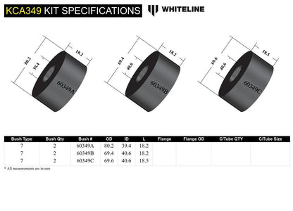 KCA349 Whiteline Rear Subframe - Align and Lock Bushing Kit to Suit Nissan 180SX, 200SX. 300ZX and Skyline | Genuine Whiteline Suspension Component - photo 5 of 5