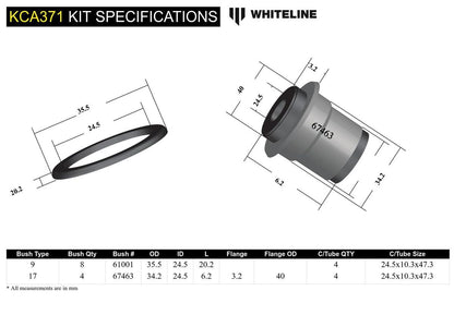 KCA371 Whiteline Front Upper Control Arm - Bushing Kit Double Offset to Suit Honda Civic 6th Gen and CR-V RD1-RD3 | Genuine Whiteline Suspension Component - photo 5 of 5
