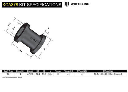 KCA378 Whiteline Front Upper Control Arm - Bushing Double Offset Camber Kit to Suit Honda Civic, CR-X and Integra | Genuine Whiteline Suspension Component - photo 6 of 6