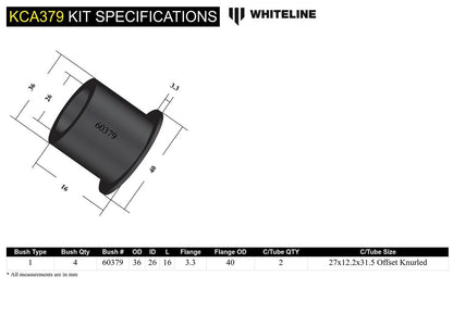 KCA379 Whiteline Rear Control Arm Upper Rear - Outer Bushing Double Offset Camber Kit to Suit Mazda RX-7 FC Series 4 & 5 | Genuine Whiteline Suspension Component - photo 5 of 5