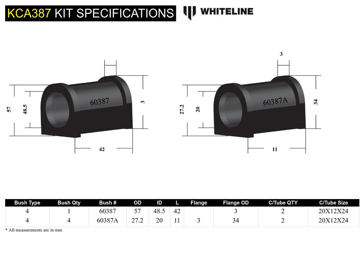 KCA387 Whiteline Front Bump Steer - Correction Kit to Suit Mitsubishi Lancer Evolution 7 8 9 | Genuine Whiteline Suspension Component - photo 4 of 4