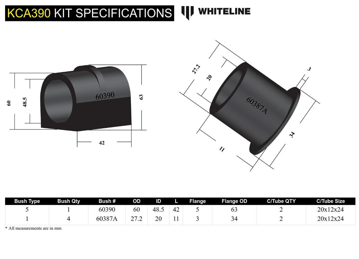 KCA390 Whiteline Front Bump Steer - Correction Kit to Suit Mitsubishi Lancer Evolution 7 8 9 | Genuine Whiteline Suspension Component - photo 4 of 4