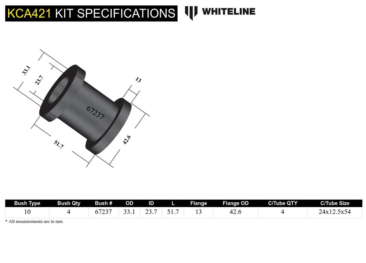 KCA421 Whiteline Front Upper Control Arm - Bushing Double Offset Camber Kit to Suit Mazda MX-5 NC and RX-8 FE | Genuine Whiteline Suspension Component - photo 5 of 5