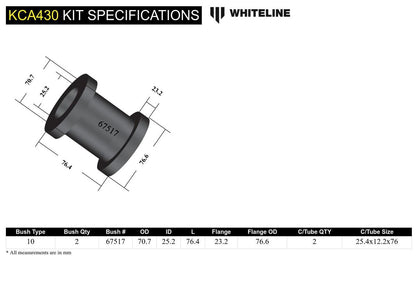 KCA430 Whiteline Front Strut Tension - Bushing Kit Double Offset Caster Kit to Suit BMW 1, 3 Series and Z4 | Genuine Whiteline Suspension Component - photo 5 of 5