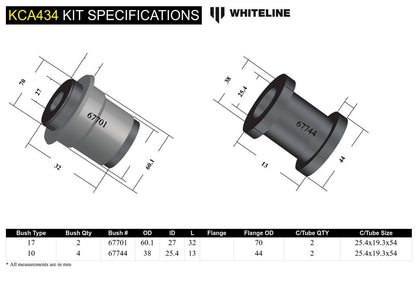 KCA434 Whiteline Front Lower Control Arm - Inner Front Bushing Kit Double Offset to Suit Subaru BRZ and Toyota 86 | Genuine Whiteline Suspension Component - photo 5 of 5