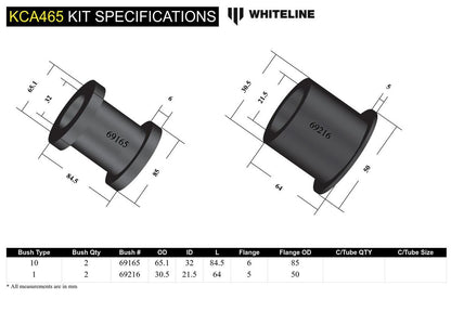 KCA465 Whiteline Front Lower Inner Rear Bushings Offset Caster & Anti Lift to Suit Ford Focus, Kuga and Mazda3 | Genuine Whiteline Suspension Component - photo 5 of 5