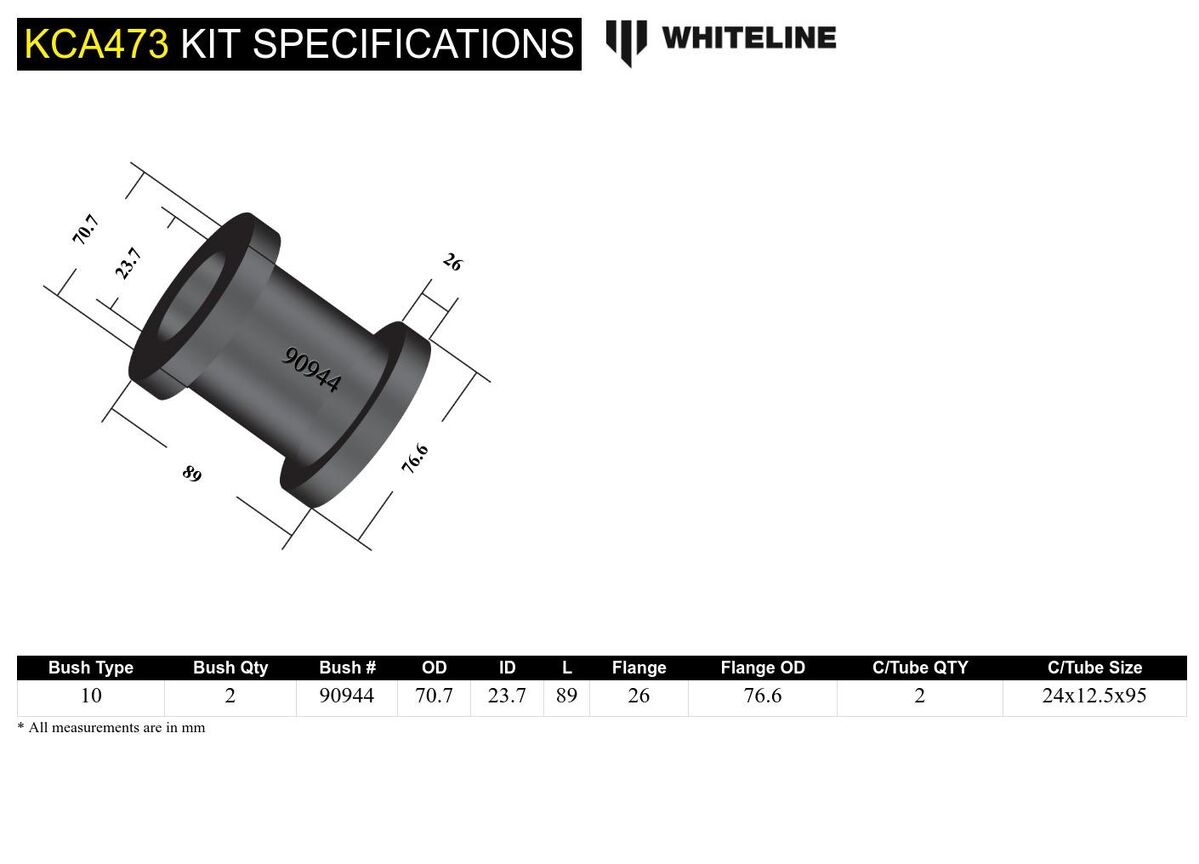 KCA473 Whiteline Front Strut Tension - Bushing Kit-Double Offset Caster Kit to Suit BMW 1, 2, 3 and 4 Series | Genuine Whiteline Suspension Component - photo 5 of 5