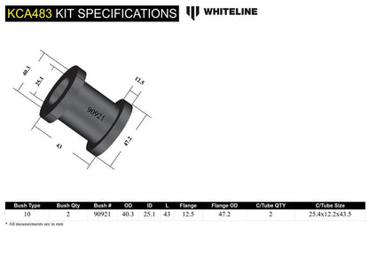 KCA483 Whiteline Rear Control Arm Upper - Outer Bushing Double Offset Camber Kit to Suit Mazda MX-5 KE, KF, Mazda6 GJ, GL | Genuine Whiteline Suspension Component - photo 5 of 5