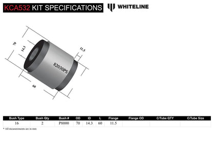 KCA532 Whiteline Front Lower Radius Compliance Arm Bushing Double Offset Caster Kit to Suit Tesla Model 3 and Model Y | Genuine Whiteline Suspension Component - photo 4 of 4
