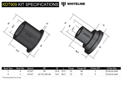 KDT909 Whiteline Rear Differential Mount - Front Bushing Kit to Suit Mitsubishi Lancer CJ, CY Ralliart Awd | Genuine Whiteline Suspension Component - photo 5 of 5