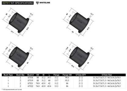 KDT917 Whiteline Rear Subframe - Bushing Kit to Suit BMW 1, 2, 3, 4 Series and X1 | Genuine Whiteline Suspension Component - photo 5 of 5