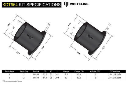 KDT964 Whiteline Rear Differential Mount - Front Bushing Kit to Suit Mitsubishi Lancer Evo 1 2 3 4 5 6 7 8 9 | Genuine Whiteline Suspension Component - photo 5 of 5