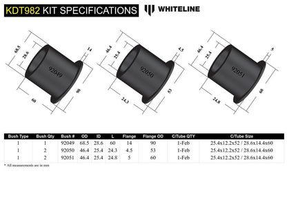 KDT982 Whiteline Rear Differential Mount - Bushing Kit to Suit BMW 3 Series, X3 and Z4 | Genuine Whiteline Suspension Component - photo 5 of 5