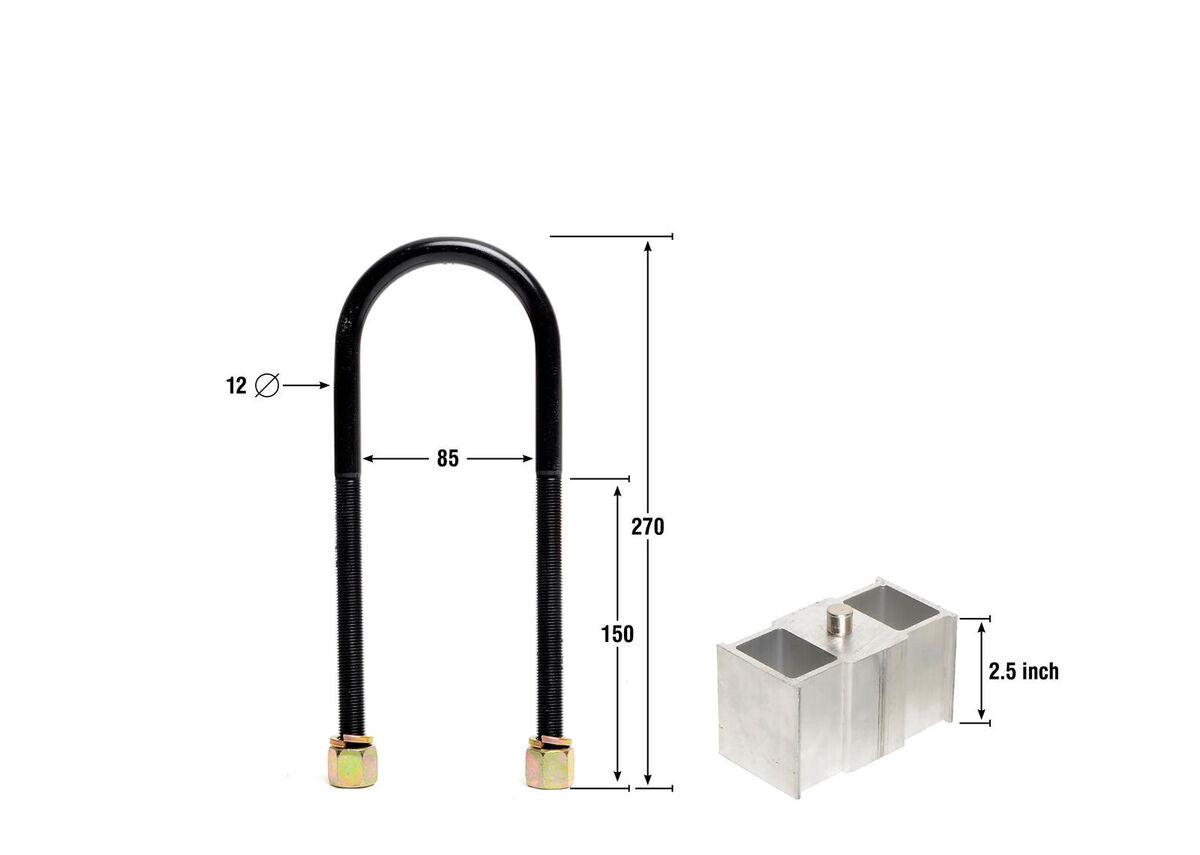 KLB103-25 Whiteline Rear Lowering Block - Kit 2.5" to Suit Ford Courier, Mazda B Series Bravo and Mitsubishi Triton | Genuine Whiteline Suspension Component - photo 3 of 4