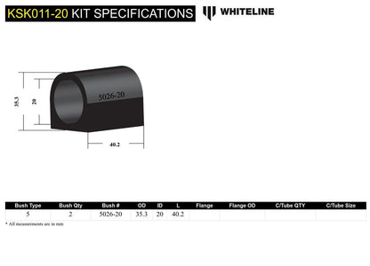 KSK011-20 Whiteline Rear Sway Bar Mount - Bushing Kit 20mm to Suit Whiteline Sway Bars | Genuine Whiteline Suspension Component - photo 5 of 5