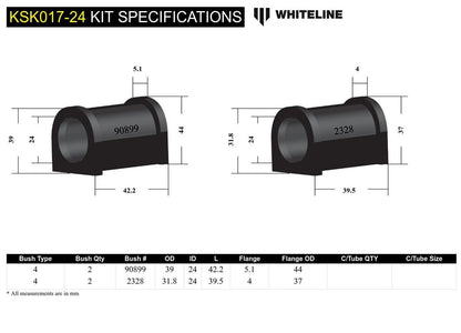 KSK017-24 Whiteline Rear Sway Bar Mount - Bushing Kit 24mm to Suit Whiteline Sway Bars | Genuine Whiteline Suspension Component - photo 5 of 5