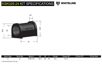 KSK029-24 Whiteline Front Sway Bar Mount - Bushing Kit 24mm to Suit Whiteline Sway Bars | Genuine Whiteline Suspension Component - photo 6 of 6