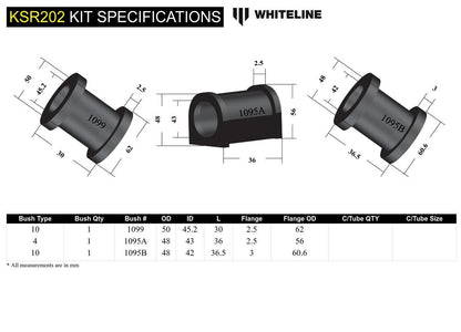 KSR202 Whiteline Front Steering Rack and Pinion - Mount Bushing Kit to Suit Subaru Forester, Impreza, Liberty and Outback | Genuine Whiteline Suspension Component - photo 5 of 5