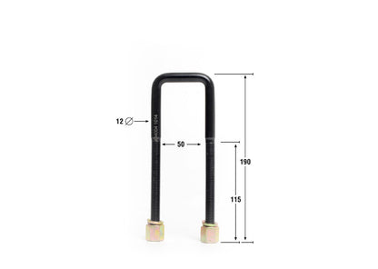 KUB101 Whiteline Universal U Bolts - ID=50mm, L=175mm, Thread=M12 - square top | Genuine Whiteline Suspension Component - photo 3 of 3