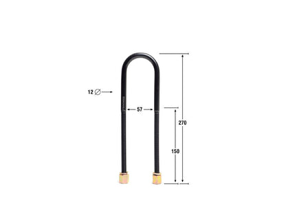 KUB102 Whiteline Universal U Bolts - ID=58mm, L=270mm, Thread=M12 - round top | Genuine Whiteline Suspension Component - photo 3 of 3
