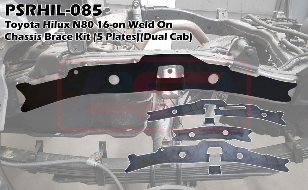 PSRHIL-085 PSR Toyota Hilux N80 16-on Weld On Chassis Brace Kit (5 Plates)(Dual Cab) | Genuine PSR Chassis Brace