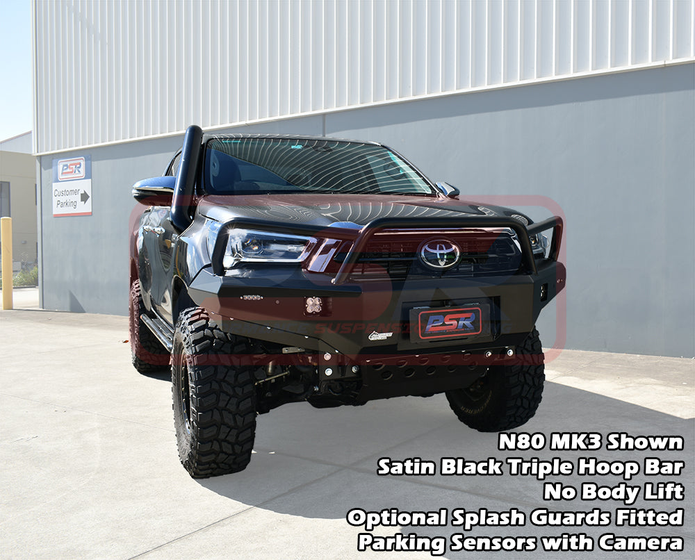 PSRHIL-144-KIT PSR Ambush Toyota Hilux N80 MK3-MK4 5/2020-On Ambush Triple Hoop Bullbar | Genuine PSR Ambush Bull Bar