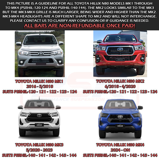 PSRHIL-144-KIT PSR Ambush Toyota Hilux N80 MK3-MK4 5/2020-On Ambush Triple Hoop Bullbar | Genuine PSR Ambush Bull Bar - photo 2 of 12