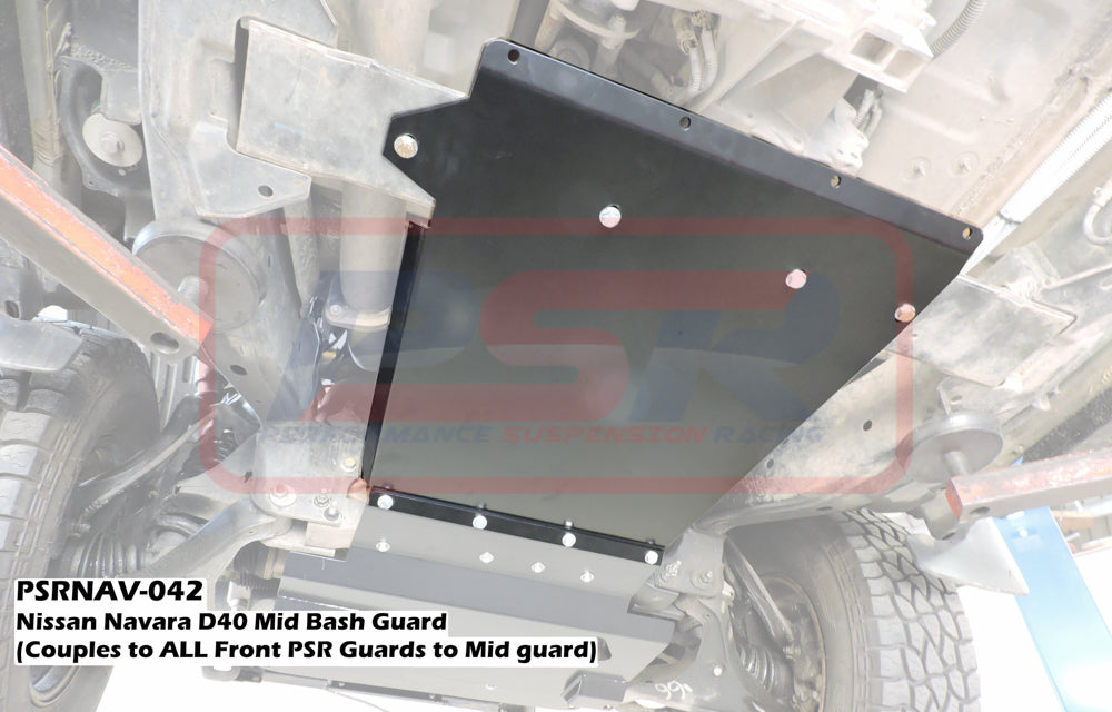 PSRNAV-042 Nissan Navara D40 Mid Bash Guard (Couples ALL PSR Front Guards to Rear guard) | Genuine PSR Underbody Protection