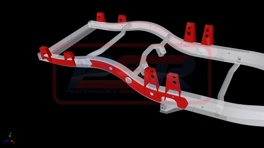 PSRPAT-088 PSR Nissan Patrol GQ-GU Coil Cab Ute External Heavy Duty Tray Mount System (Wagon to ute chassis conversion) (Standard Lower Arm) | Genuine PSR Chassis Brace