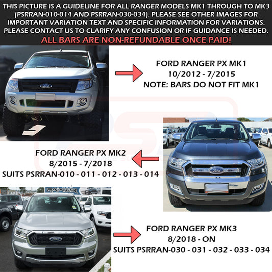 PSRRAN-033-KIT PSR Ambush Ford Ranger PX MK3 8/2018-ON Ambush Single Hoop Bullbar | Genuine PSR Ambush Bull Bar - photo 2 of 12