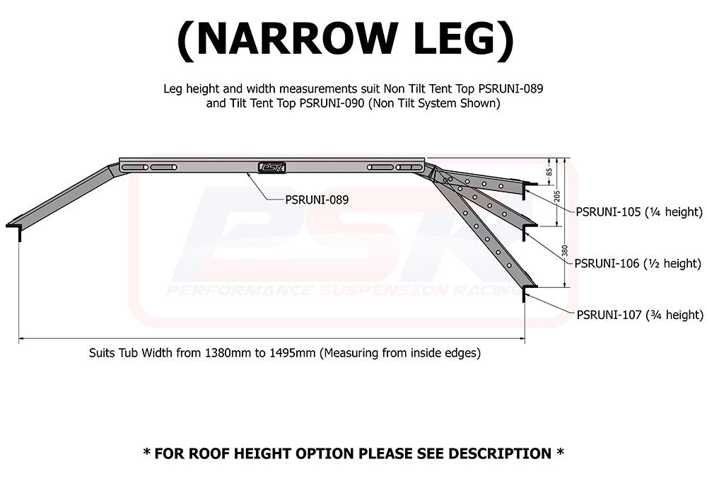 PSRUNI-089-KIT PSR Roof Top Tent NON Tilt Mounting Rail System (Baja Rack Style) | Genuine PSR 4X4 Accessory